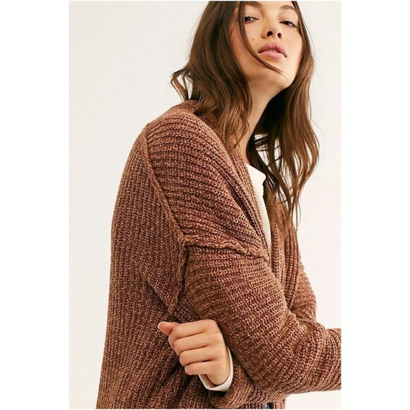 Free People | High Hopes Cardigan In Mariposa Brown - Picture 2 of 10